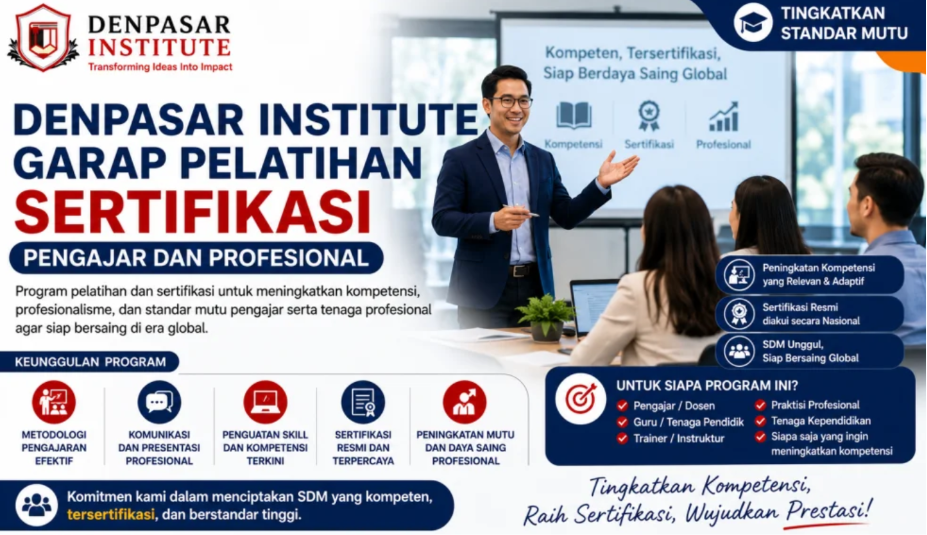 Tingkatkan Standar Mutu, Denpasar Institute Garap Pelatihan Sertifikasi Pengajar dan Profesional