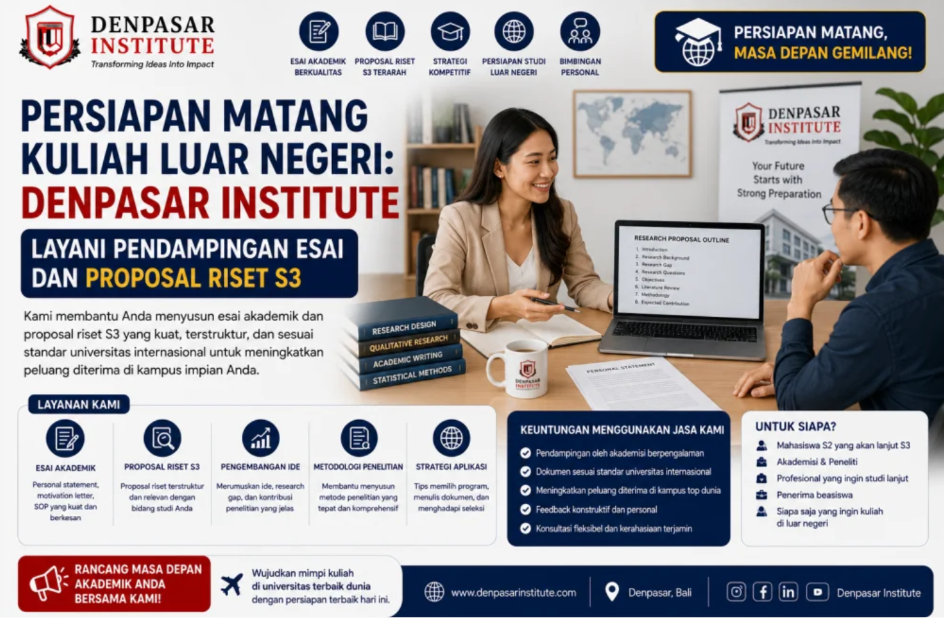 Persiapan Matang Kuliah Luar Negeri: Denpasar Institute Layani Pendampingan Esai dan Proposal Riset S3